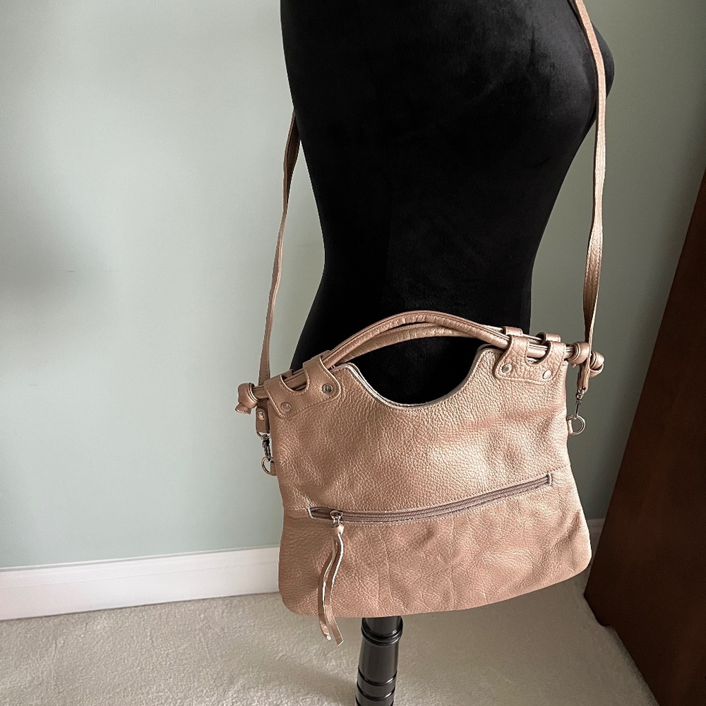 NWOT Torello Italian Leather Champagne Handbag/Crossbody